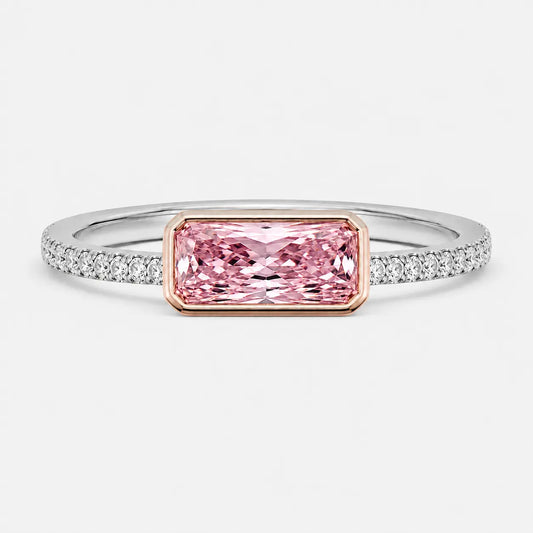 Élan East-West Radiant Pink Lab-Grown Diamond Bezel Pavé Ring