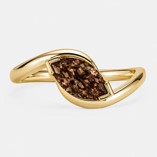 Élan Natural Brown Diamond Sculptural Ring in 18K Gold