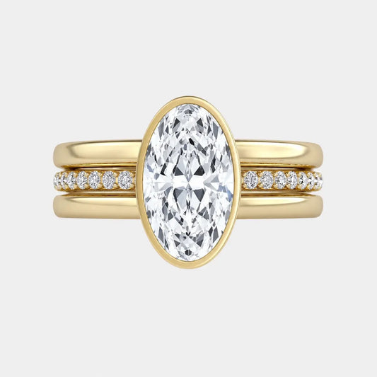 Elara Oval Triple Band Bezel Engagement Ring AG & CO Jewellery