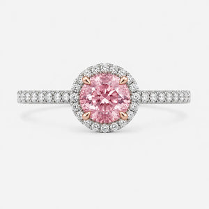 Elodie Round Pink Lab-Grown Diamond Halo Pavé Ring
