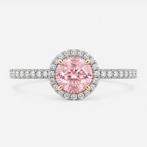 Elodie Round Pink Lab-Grown Diamond Halo Pavé Ring