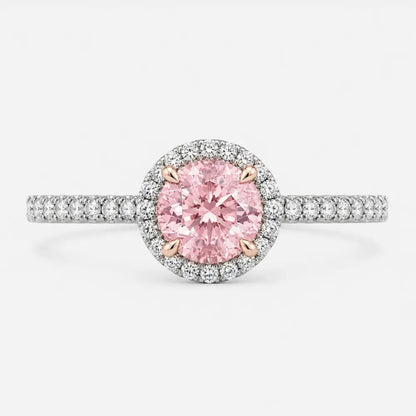 Elodie Round Pink Lab-Grown Diamond Halo Pavé Ring AG & CO Jewellery