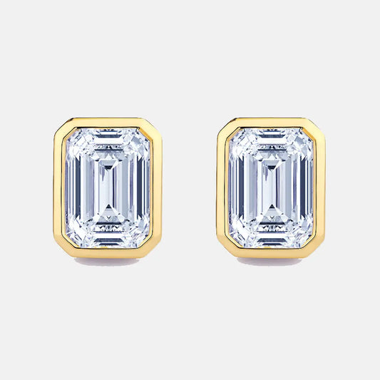 Emerald Bezel Stud Diamond Earrings AG & CO Jewellery