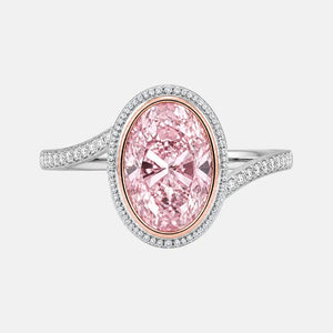 Evelina Pink Oval Lab-Grown Diamond Halo Engagement Ring