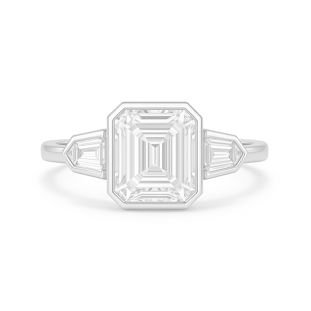 Viktoria - Bezel Set Ring with Bullet Side Stones AG & CO Jewellery