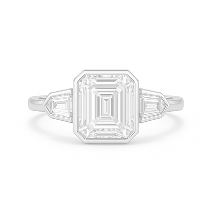 Viktoria - Bezel Set Ring with Bullet Side Stones AG & CO Jewellery
