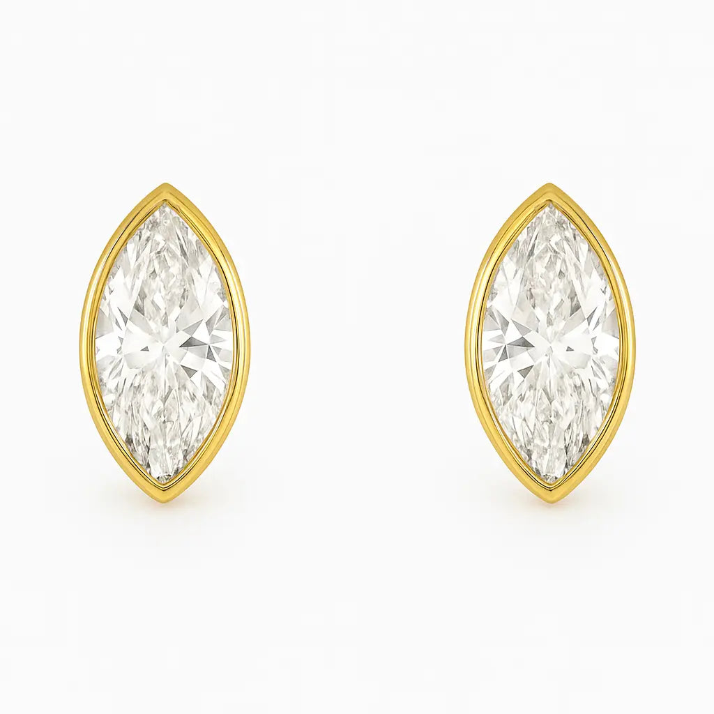 Marquise Bezel Stud Earrings 0.50-6.00 carat Lab Grown Diamond Studs 14K Solid Gold IGI certified AG & CO Jewellery