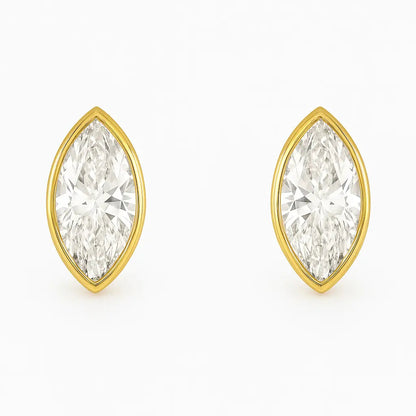Marquise Bezel Stud Earrings 0.50-6.00 carat Lab Grown Diamond Studs 14K Solid Gold IGI certified AG & CO Jewellery