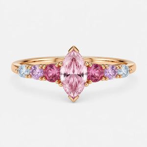 Fleur Pink Marquise Rainbow Sapphire Ring