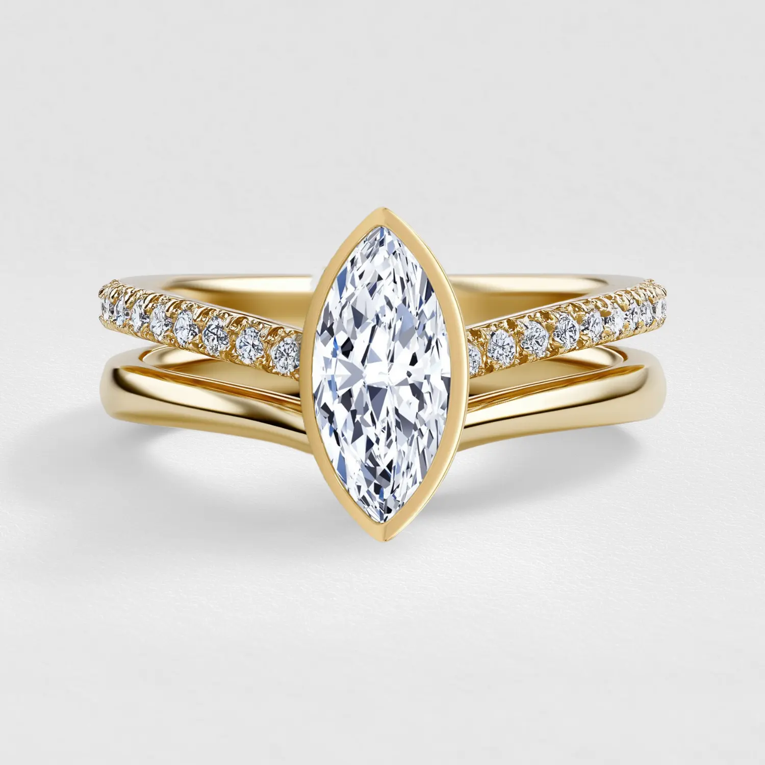 GENEVIEVE marquise bezel pavé stack ring AG & CO Jewellery