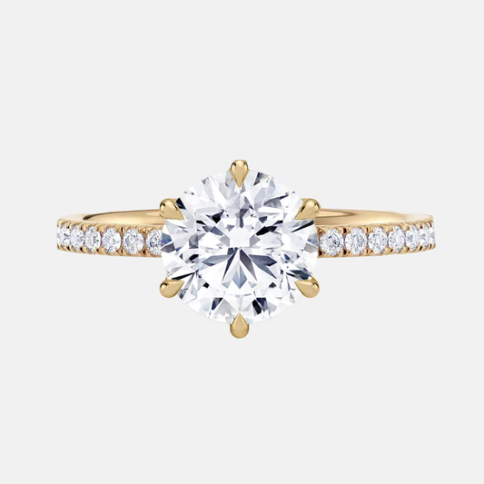 GRACE six-prong hidden halo pavé engagement ring AG & CO Jewellery
