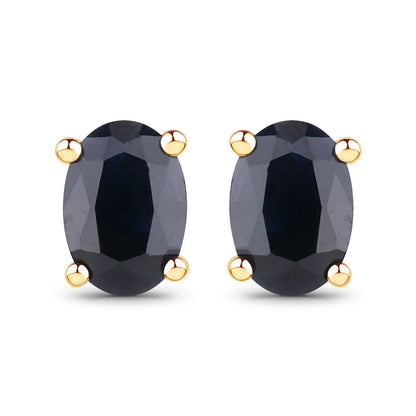 Genuine Blue Sapphire 10k Yellow Gold Earrings AG & CO Jewellery