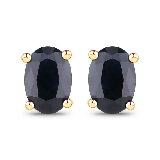 Genuine Blue Sapphire 10k Yellow Gold Earrings AG & CO Jewellery