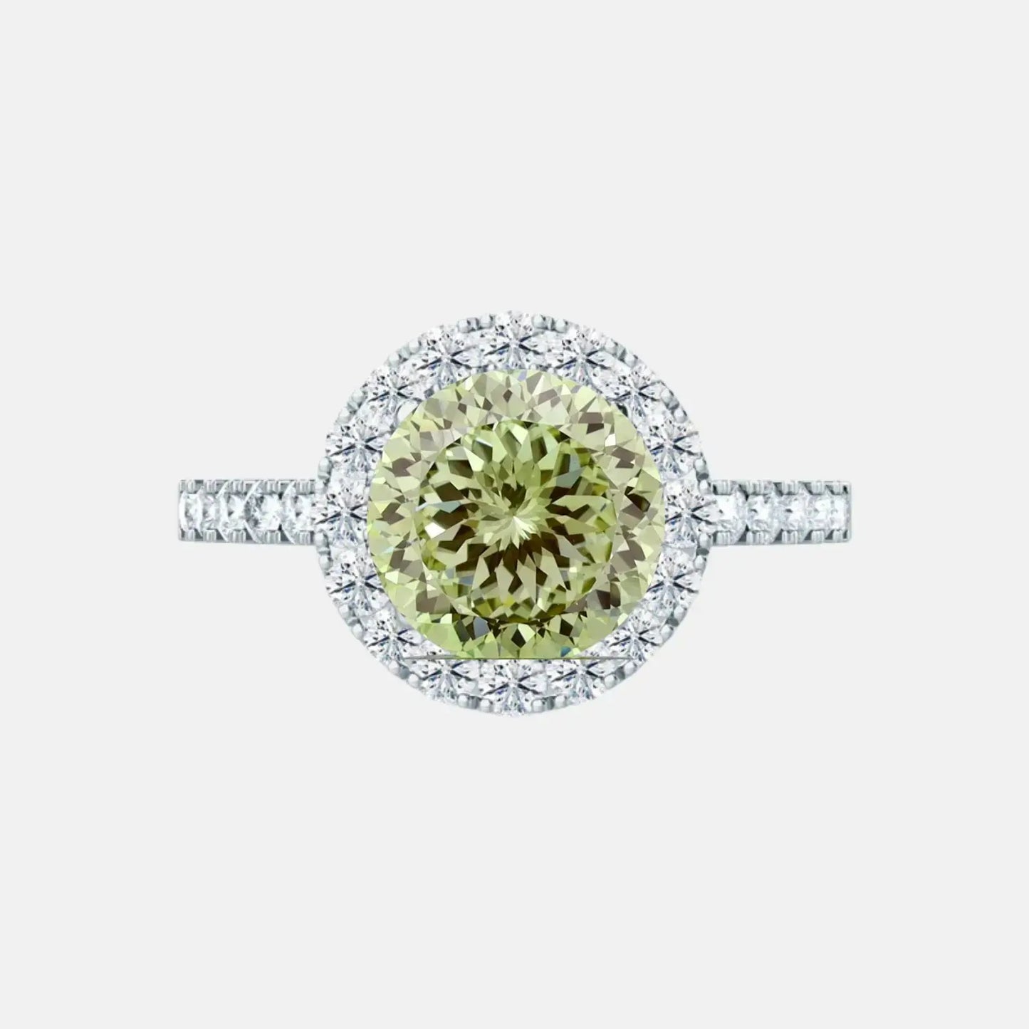 green portuguese cut halo diamond cluster engagement ring ag & co jewellery