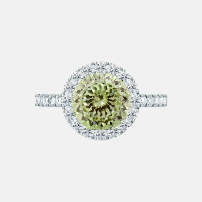 Green Portuguese Cut Halo Diamond Cluster Engagement Ring AG & CO Jewellery