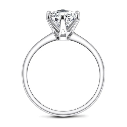 Moissanite Diamond Engagement Ring 6-Prong Solitaire White Gold