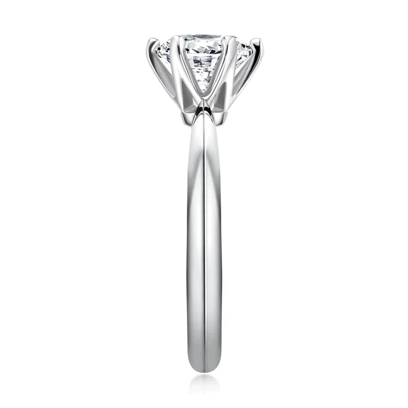 moissanite diamond engagement ring 6-prong solitaire white gold