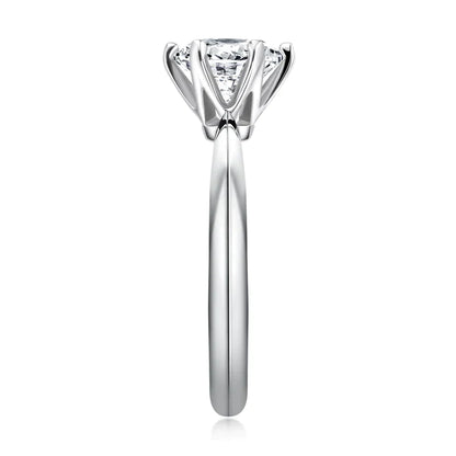 Moissanite Diamond Engagement Ring 6-Prong Solitaire White Gold