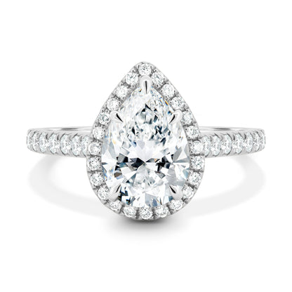 Penelope - Halo Pear Lab-Grown Diamond Engagement Ring with Pavé Band AG & CO Jewellery