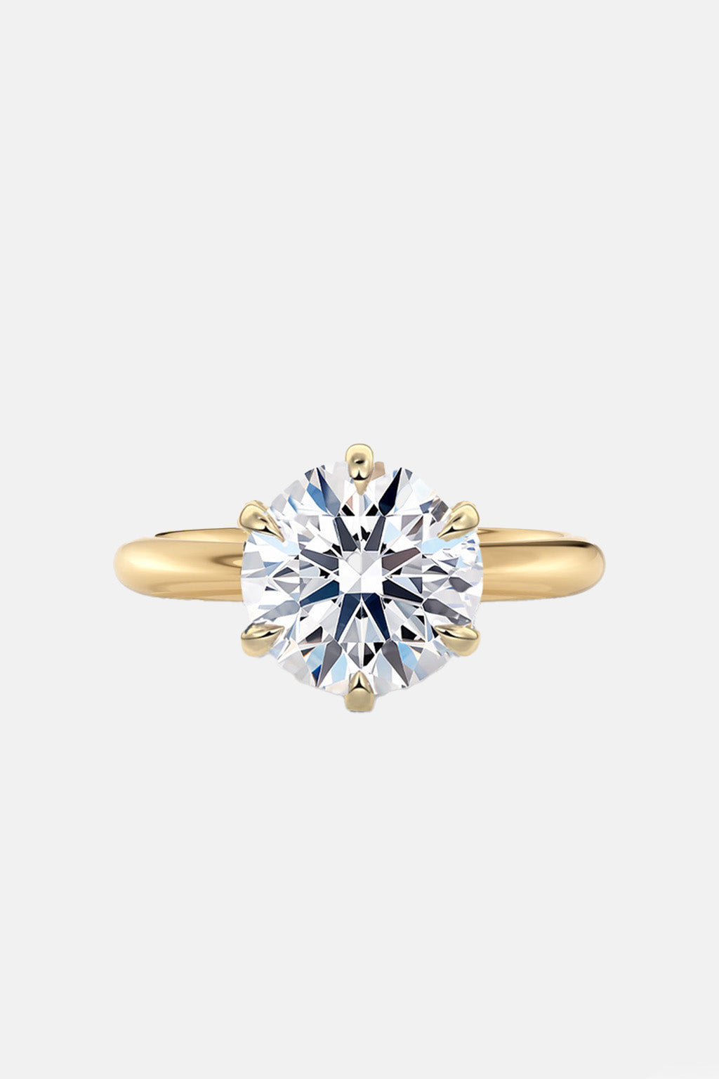 Isla - 6 Claw Cathedral Round Solitaire with Accent Stones Engagement Ring Yellow Gold AG & CO Jewellery