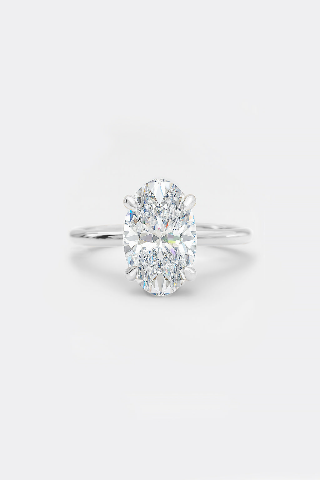 2.50ct Oval Lab-Grown Diamond Solitaire Cathedral Engagement Ring in Platinum AG & CO Jewellery