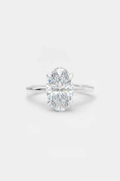 2.50ct Oval Lab-Grown Diamond Solitaire Cathedral Engagement Ring in Platinum AG & CO Jewellery