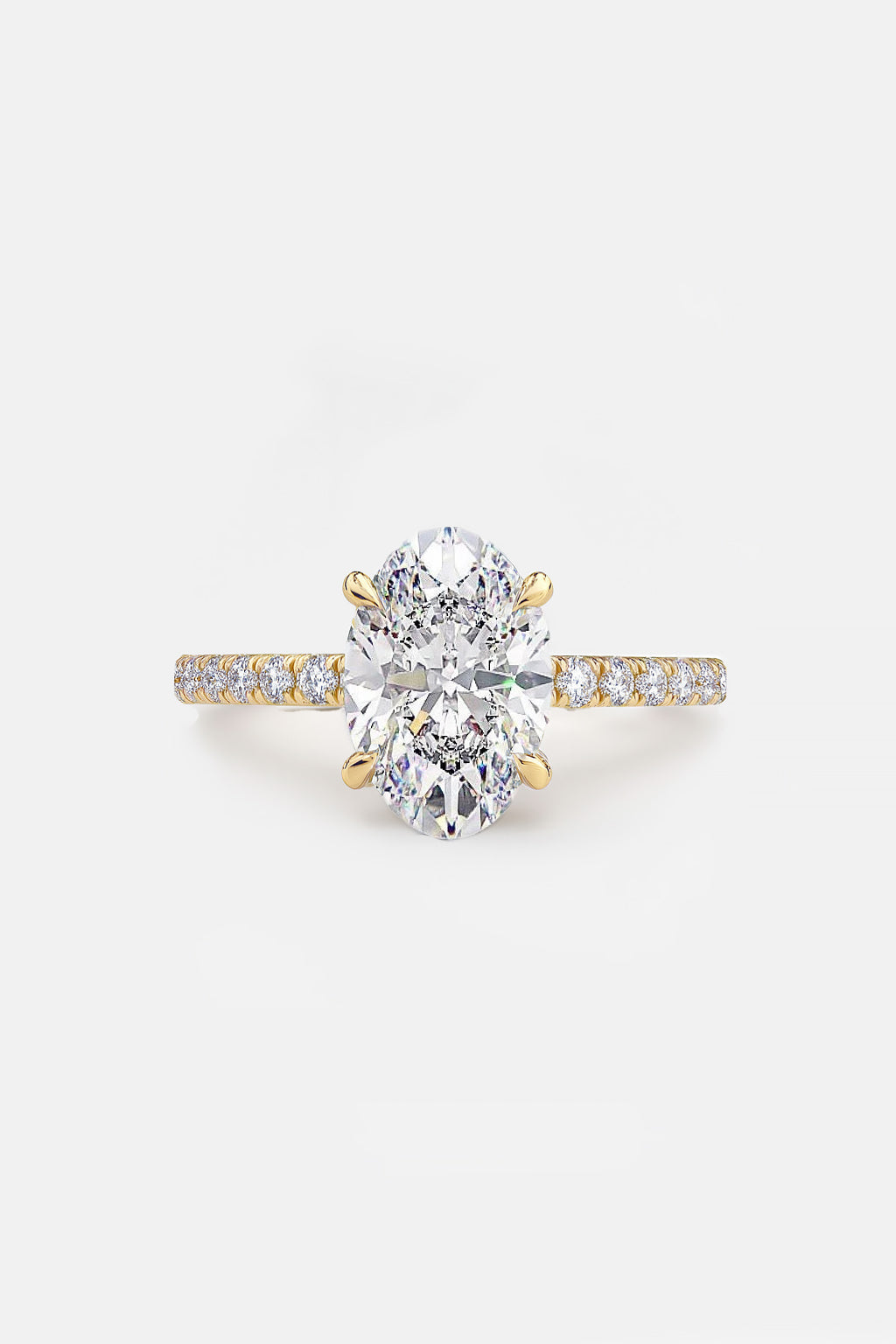 Charlie - Oval Solitaire Engagement Ring with Hidden Halo and Pavé Band AG & CO Jewellery