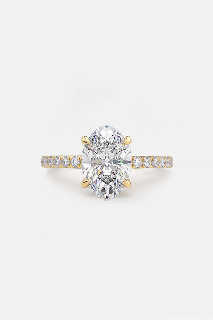 Charlie - Oval Solitaire Engagement Ring with Hidden Halo and Pavé Band AG & CO Jewellery