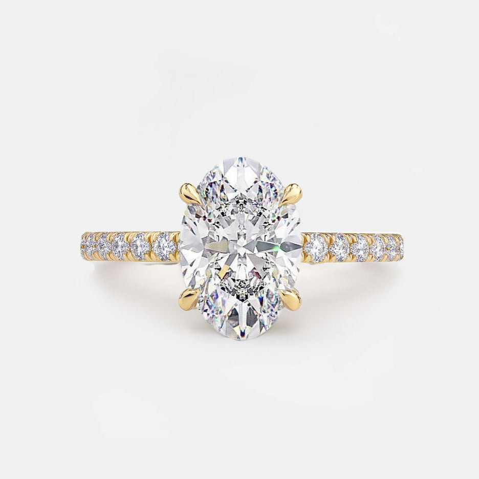 CHARLIE - Solitaire with Hidden Halo & Pavé Band AG & CO Jewellery
