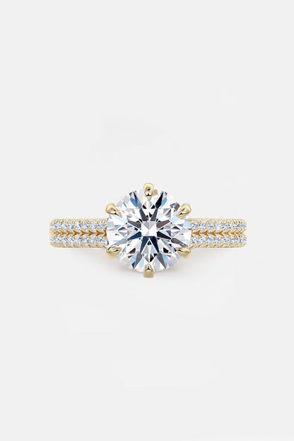 4.50CT Round Lab Diamond Ring with Double Pave Band AG & CO Jewellery