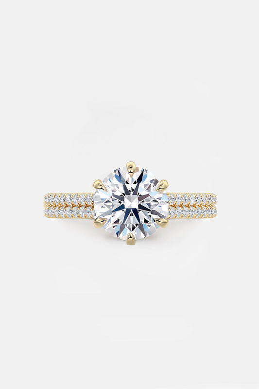 4.50CT Round Lab Diamond Ring with Double Pave Band AG & CO Jewellery
