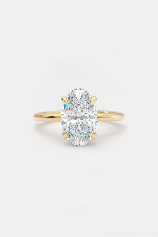 1.50CT Oval Solitaire Lab Grown Diamond Engagement Ring 14K Solid Yellow Gold AG & CO Jewellery