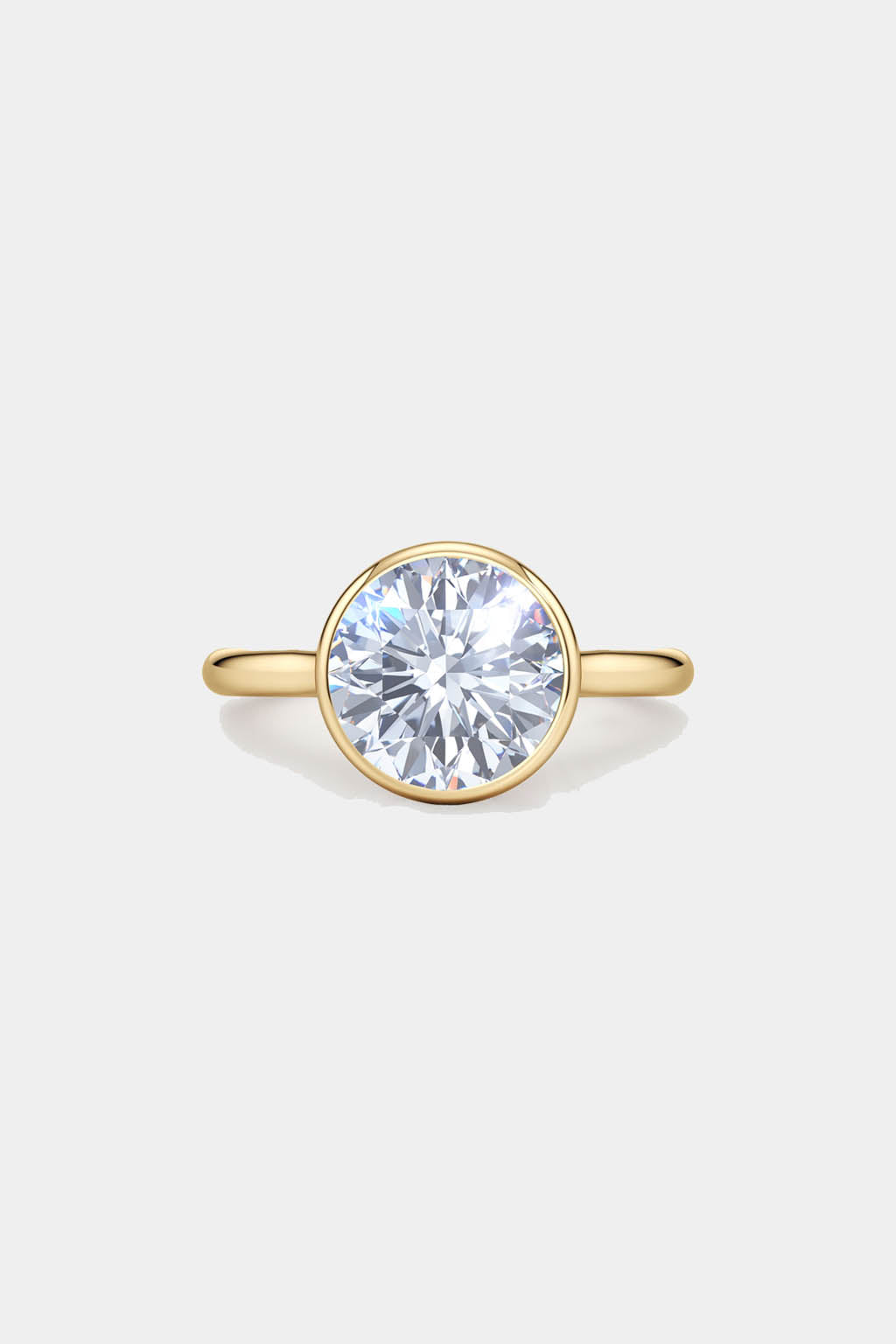 Bezel Round Engagement Ring 18K Solid Yellow Gold AG & CO Jewellery