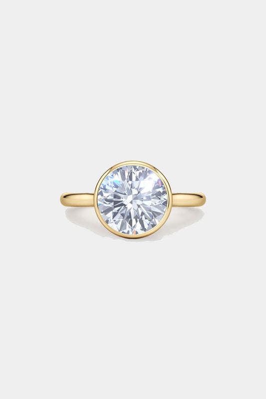 Bezel Round Engagement Ring 18K Solid Yellow Gold AG & CO Jewellery