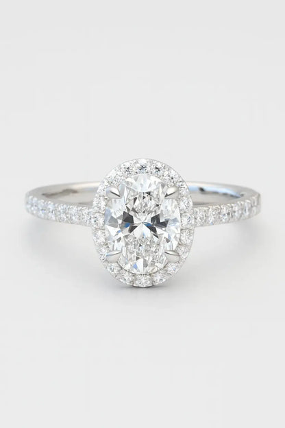 Isabella - Oval Halo with Pavé Solitaire Diamond Engagement Ring AG & CO Jewellery