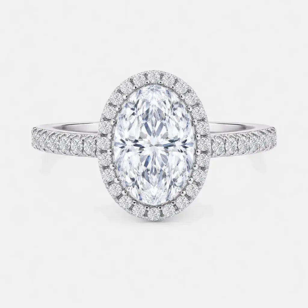 ISABELLA Oval Halo Pavé Ring AG & CO Jewellery