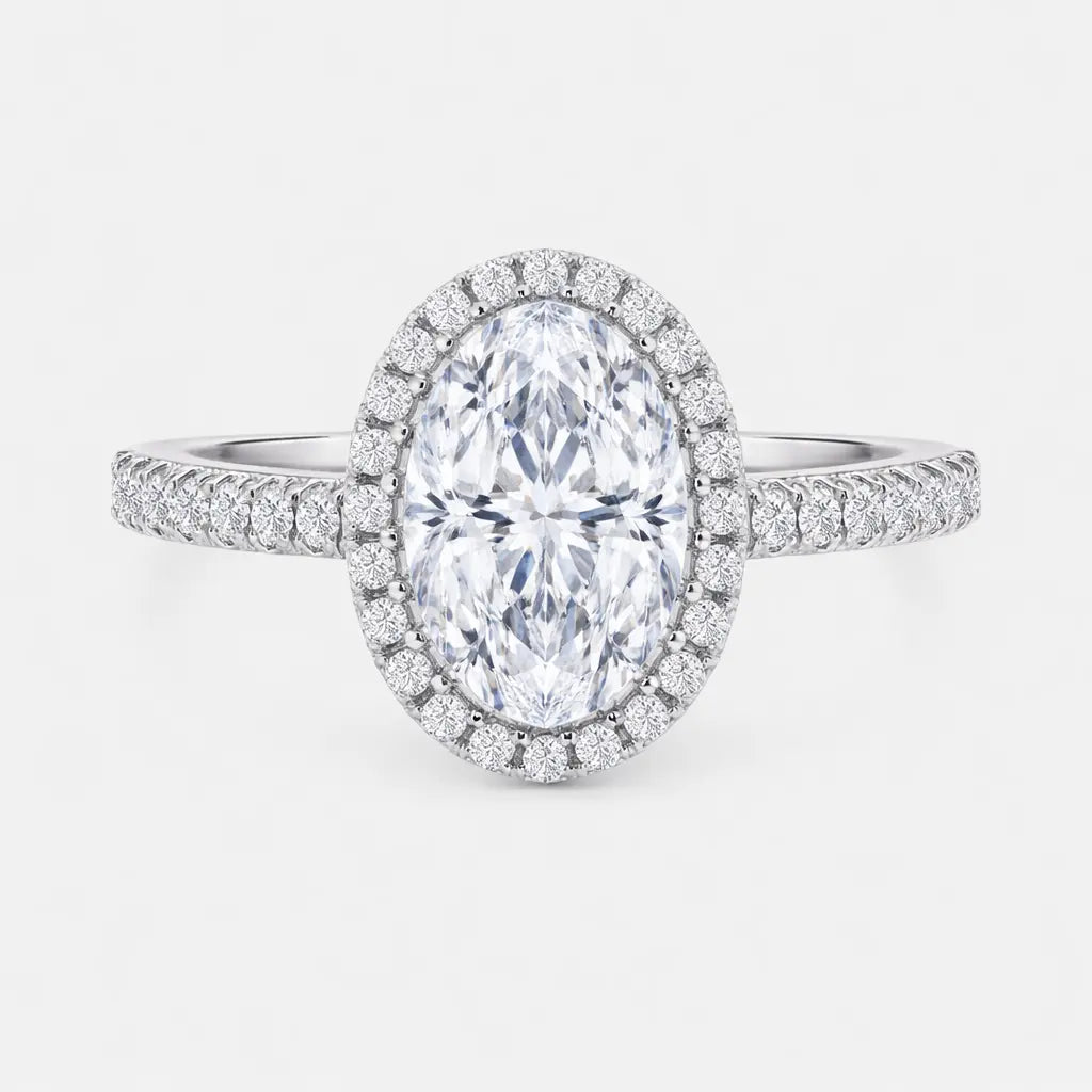 isabella oval halo pavé ring