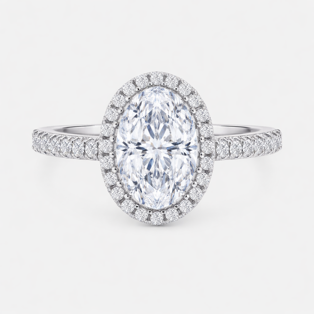 isabella oval halo pavé ring ag & co jewellery