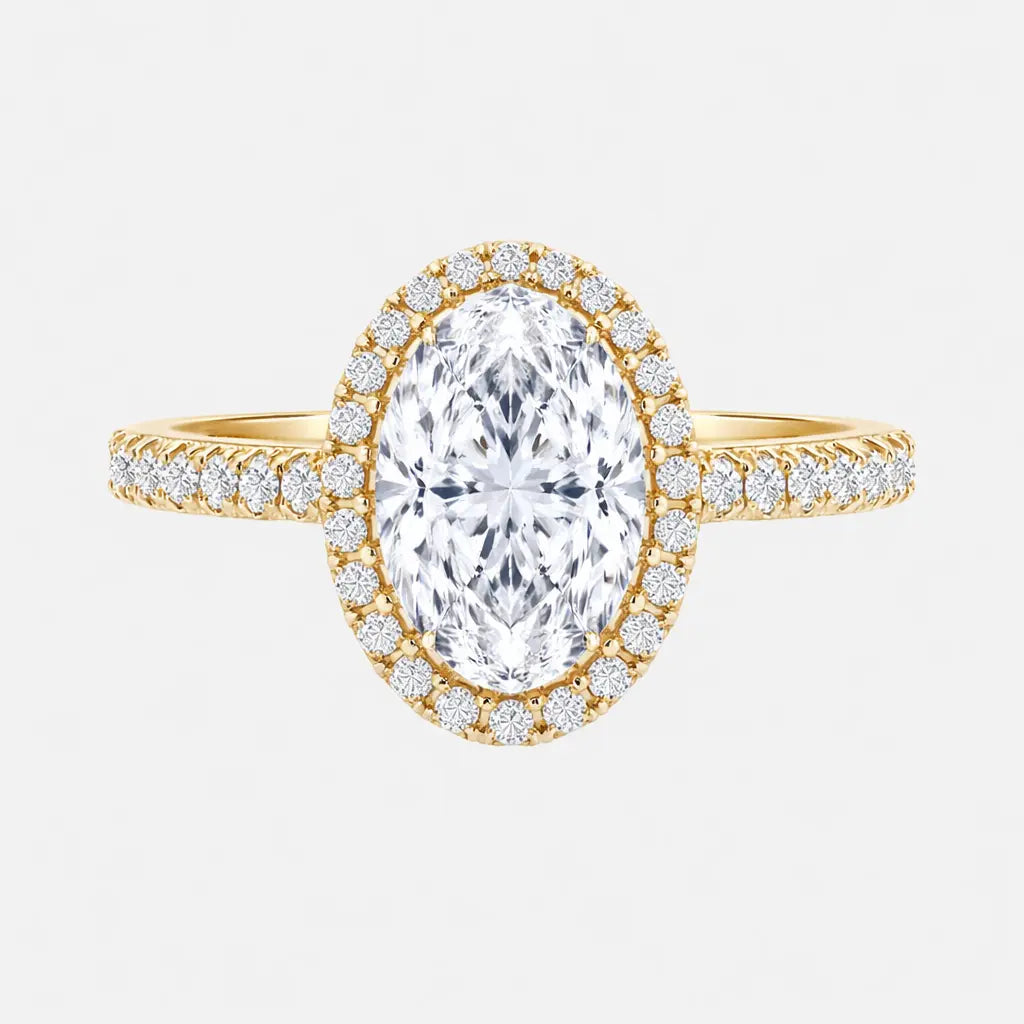isabella oval halo pavé ring