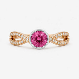 Infinity Round Pink Lab-Grown Diamond Bezel Twist Ring