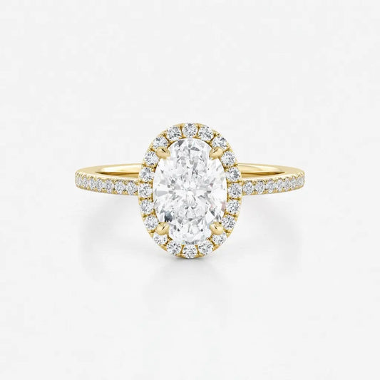 Isabella - Oval Halo with Pavé Solitaire Diamond Engagement Ring AG & CO Jewellery