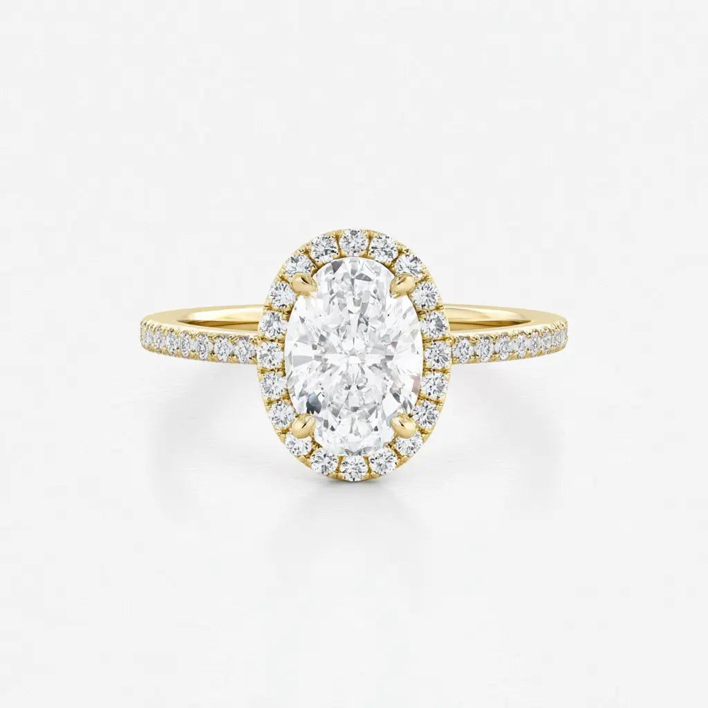 Isabella - Oval Halo with Pavé Solitaire Diamond Engagement Ring AG & CO Jewellery