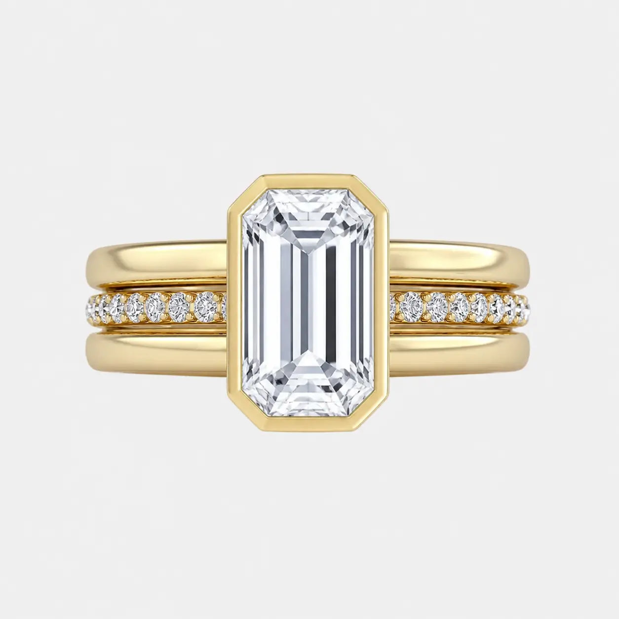isadora emerald cut triple band bezel engagement ring ag & co jewellery