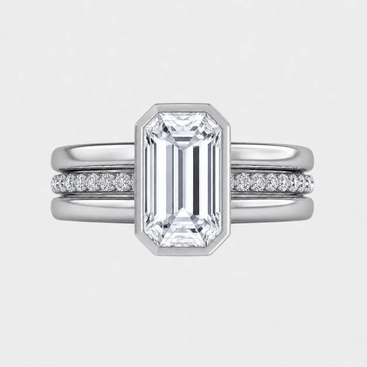 isadora emerald cut triple band bezel engagement ring ag & co jewellery