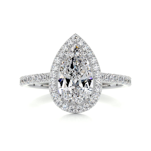 2.00 Carat Moissanite Pear Shape Ring with Halo