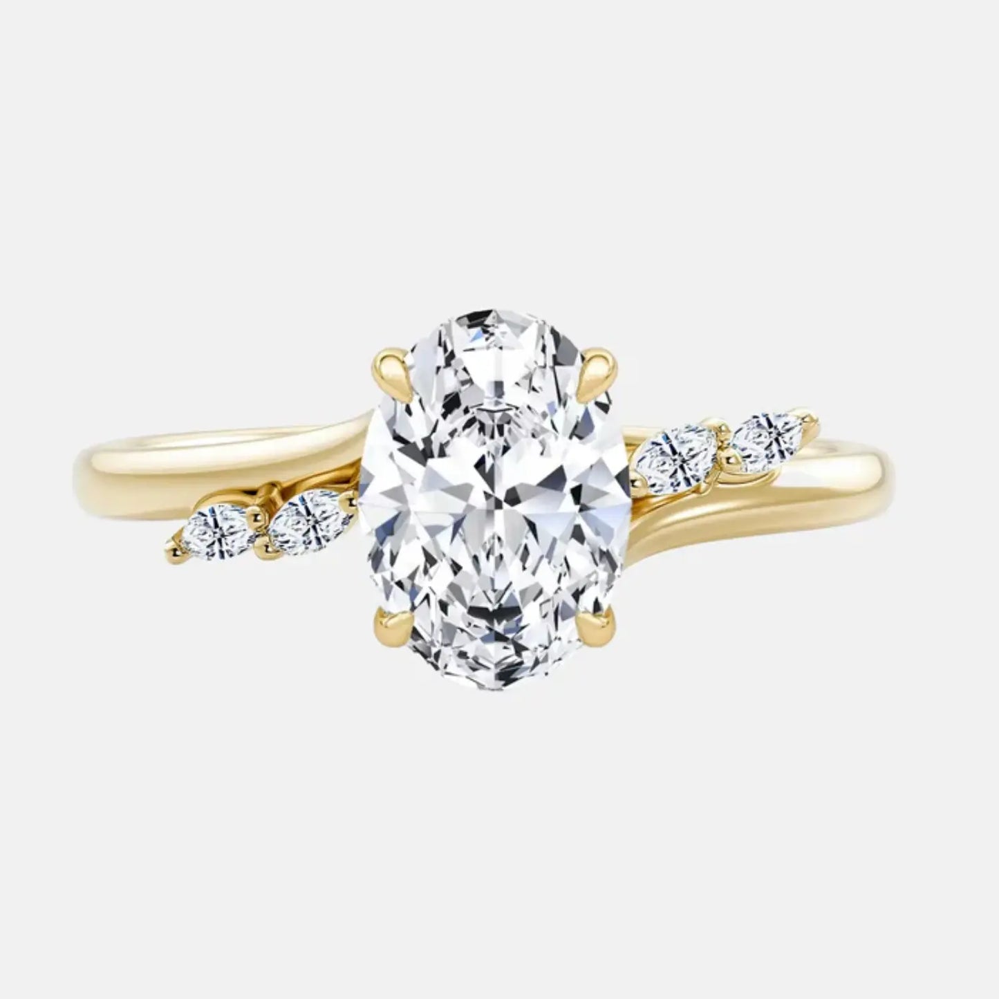 jamira — 10k oval graduated side stone engagement ring ag & co jewellery