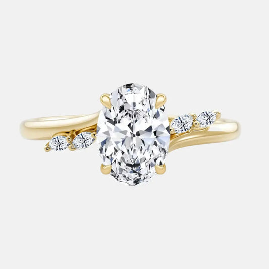 JAMIRA — 10k Oval Graduated Side Stone Engagement Ring AG & CO Jewellery