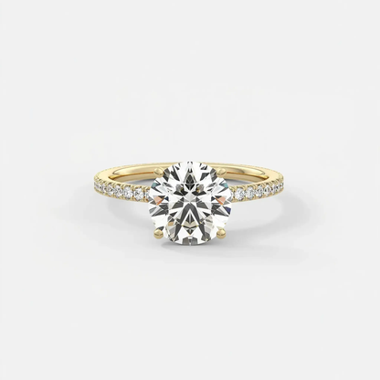 VICTORIA - Cathedral Round Diamond Engagement Ring with Pavé Band AG & CO Jewellery