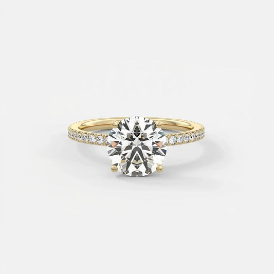 VICTORIA - Cathedral Round Diamond Engagement Ring with Pavé Band AG & CO Jewellery