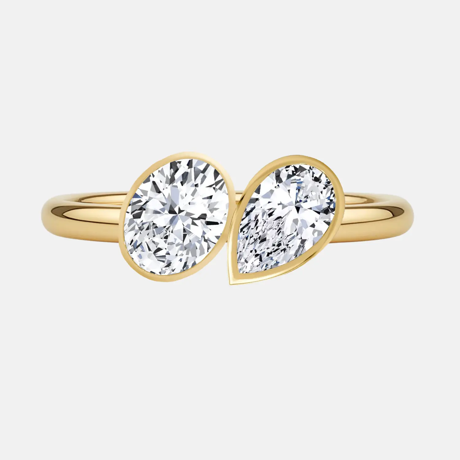 LÉONIE oval & pear toi et moi bezel ring AG & CO Jewellery
